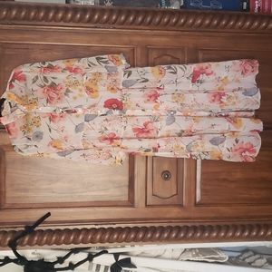 Zara Long Floral Button Front Dress Size Medium
